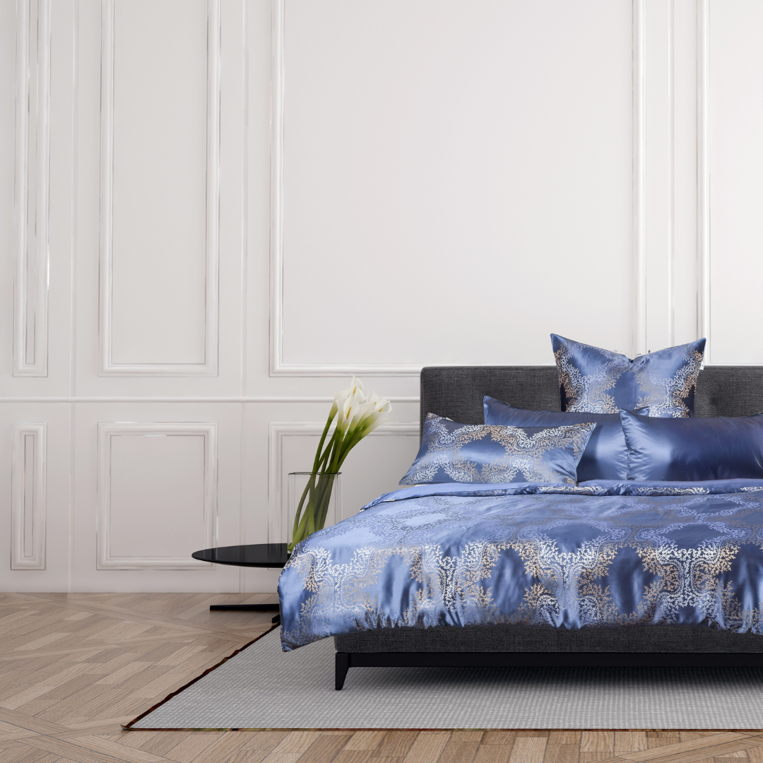 Design Deep Blue - Bettwäsche aus 100% reiner Maulbeerseide - Silk Couture