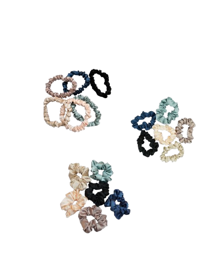 Geschenkidee Maulbeerseide-Haargummi 6er Set alle Farben - Silk Couture