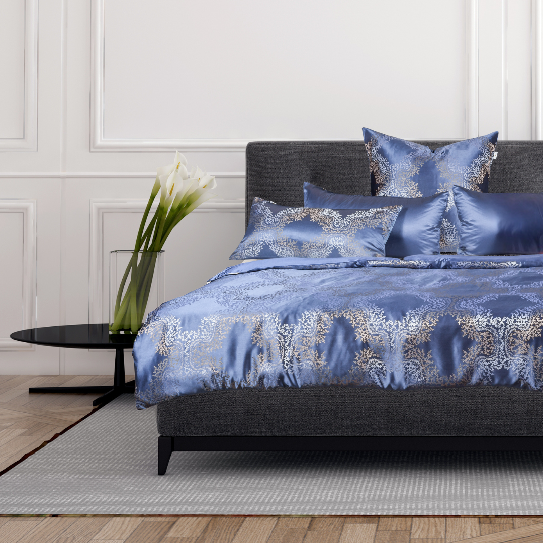 Design Deep Blue - Bettwäsche aus 100% reiner Maulbeerseide - Silk Couture
