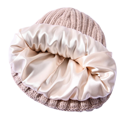 Angora-Woll-Mütze mit Maulbeerseiden-Innenseite