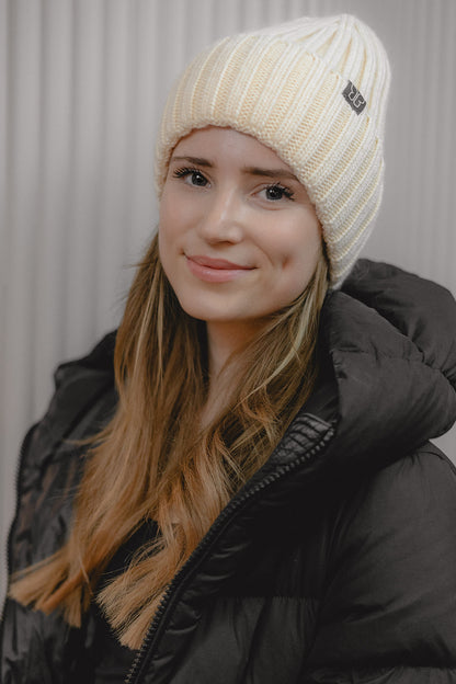 Angora-Woll-Mütze mit Maulbeerseiden-Innenseite