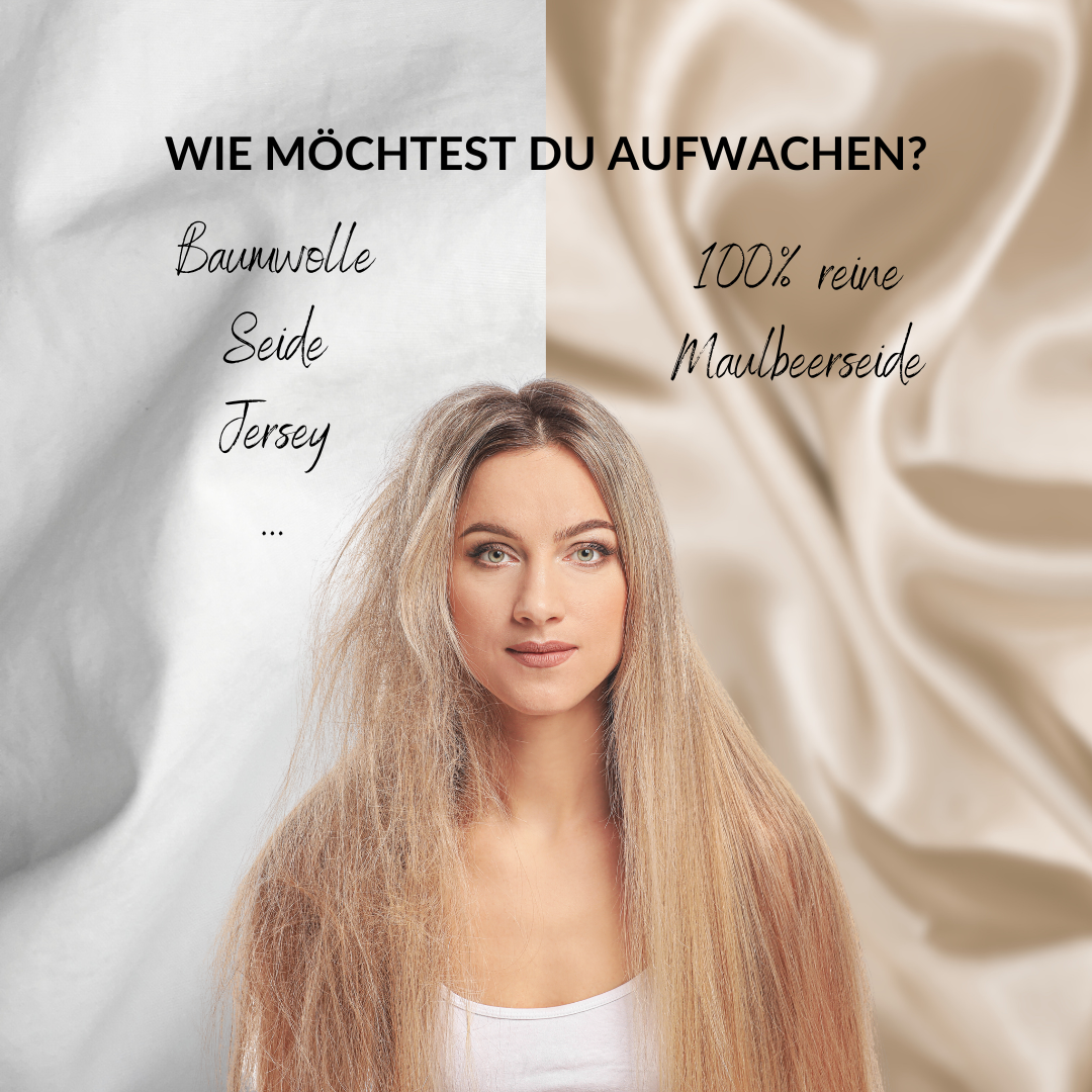 Wie die Haare aussehen, wenn man mit oder ohne Seidenkissen schläft